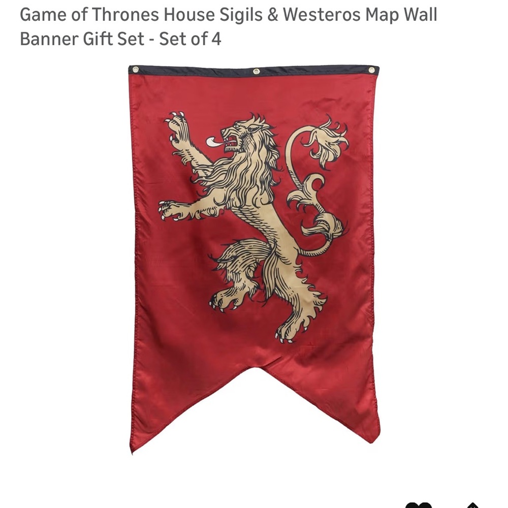 Game of Thrones House Sigils & Westeros Map Wall Banner Gift Set - Set of 4 - Picture 11 of 12